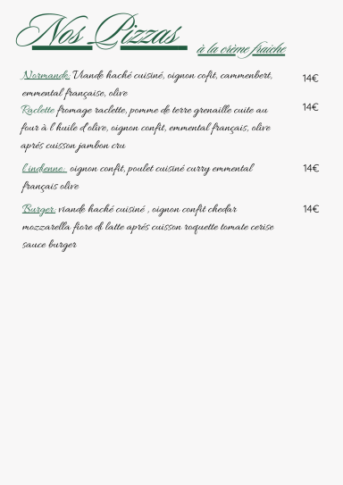 Nos pizzas à la crème fraiche 2/2 Nos pizzas à la crème fraiche 2/2